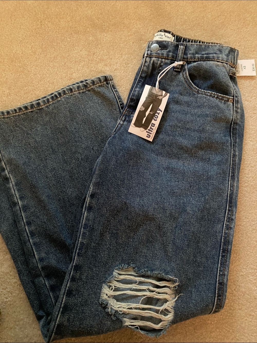 Vanilla star ulta cozy NWT size XS distressed jeans
